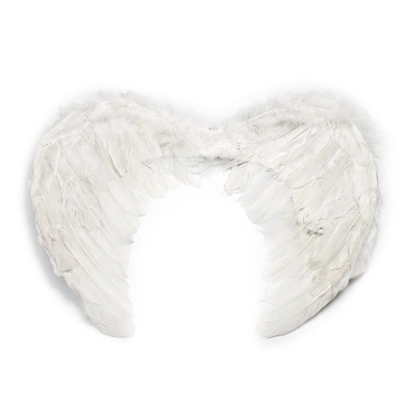 Pierzaste Skrzydła Anioła z Piórkami S 44x32 skrzydełka Aniołek Białe