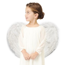 Pierzaste Skrzydła Anioła z Piórkami S 44x32 skrzydełka Aniołek Białe