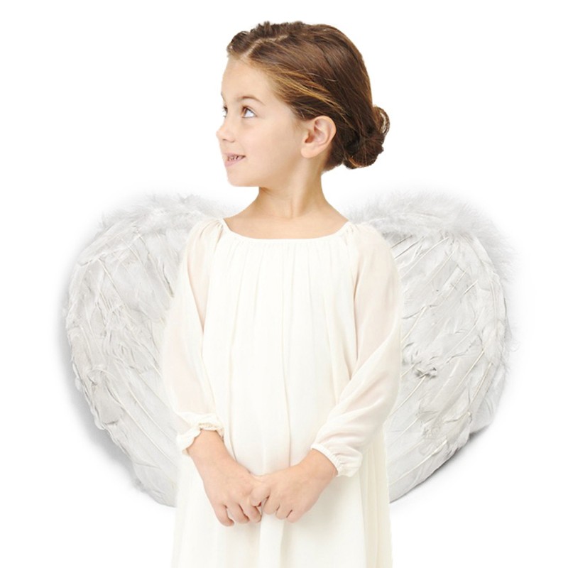 Pierzaste Skrzydła Anioła z Piórkami S 44x32 skrzydełka Aniołek Białe