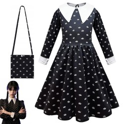 Wednesday Addams Strój Sukienka z torebką