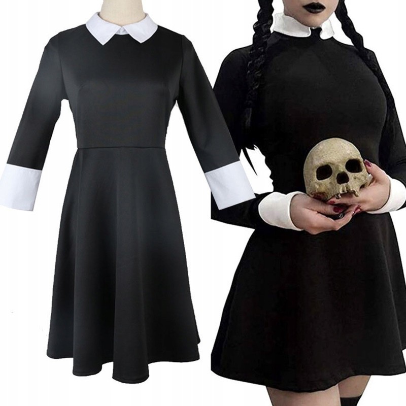 STRÓJ PRZEBRANIE WEDNESDAY ADDAMS SUKIENKA