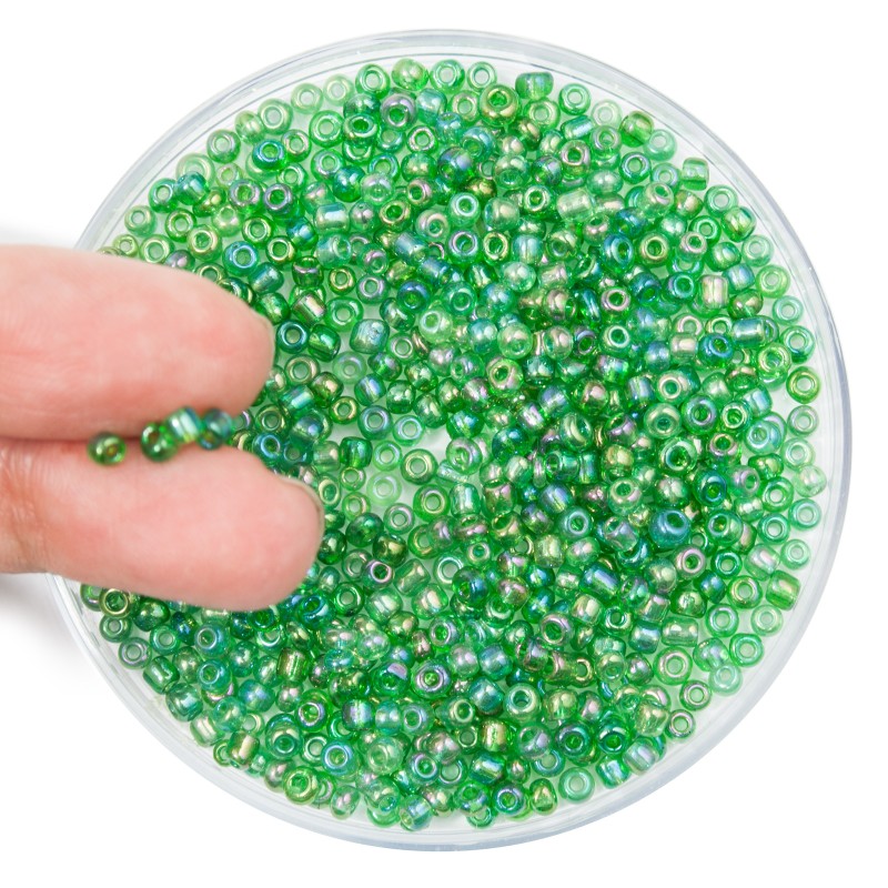 koraliki 3mm zielone galaxy