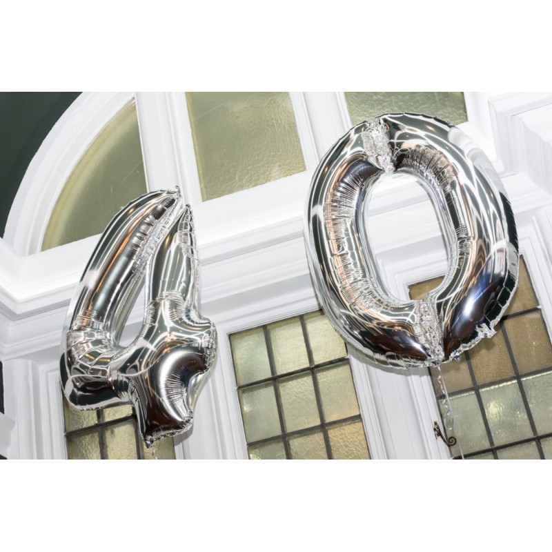 Balon foliowy Cyfra Srebrna Błyszcząca 80cm 32 cale