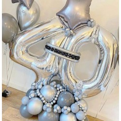 Balon foliowy Cyfra Srebrna Błyszcząca 80cm 32 cale