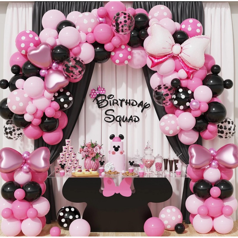 Girlanda balonowa Balony czarne różowe Minnie