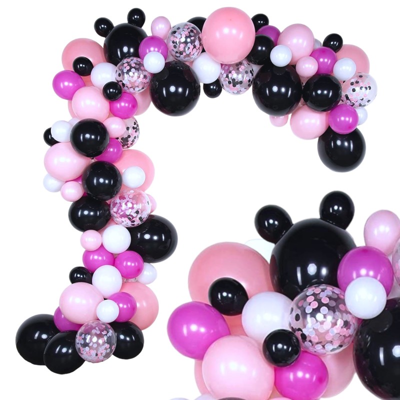 Girlanda balonowa Balony czarne różowe Minnie