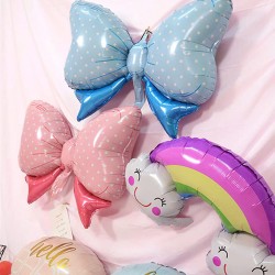 Balon foliowy kokarda 88 cm pastelowy niebieski