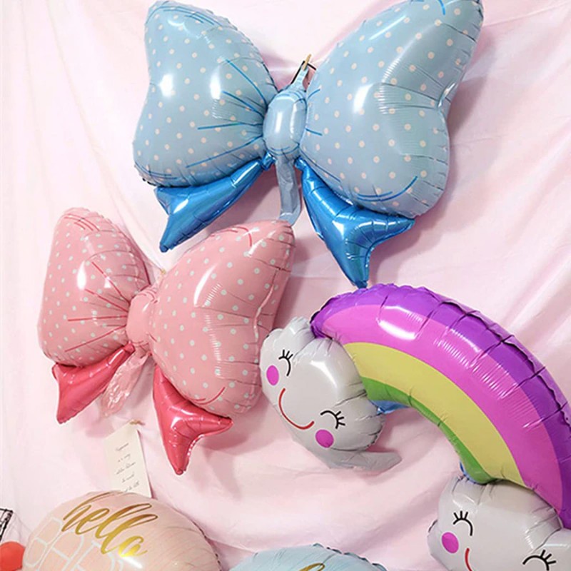 Balon foliowy kokarda 88 cm pastelowy niebieski