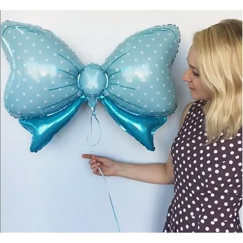 Balon foliowy kokarda 88 cm pastelowy niebieski
