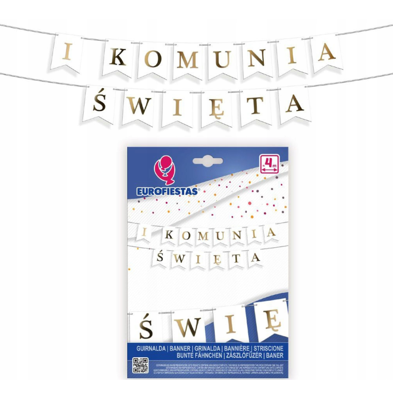 Girlanda Eurofiestas I Komunia Święta 4 m biało-złota