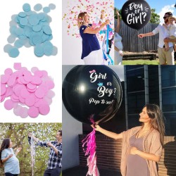 Duży balon piniata z konfetti Boy or Girl Baby Shower