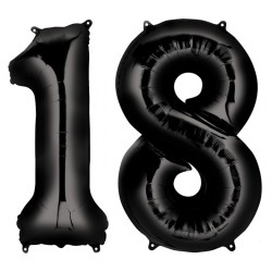 CZARNE Balony na osiemnastkę 18 DUŻE 100cm