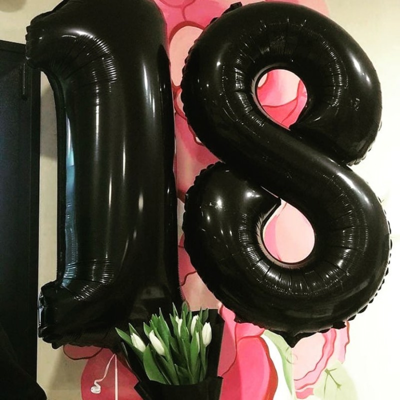 CZARNE Balony na osiemnastkę 18 DUŻE 100cm