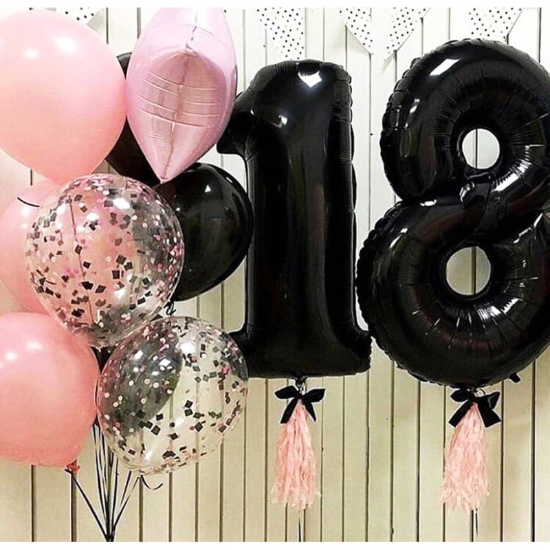 CZARNE Balony na osiemnastkę 18 DUŻE 100cm