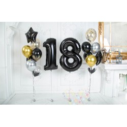 CZARNE Balony na osiemnastkę 18 DUŻE 100cm