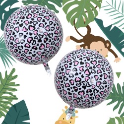Balon foliowy Kula cętki różowe pantera Jungle panterka serca