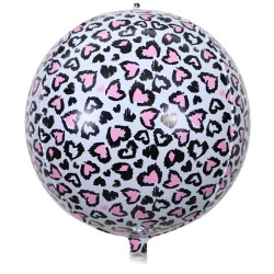Balon foliowy Kula cętki różowe pantera Jungle panterka serca
