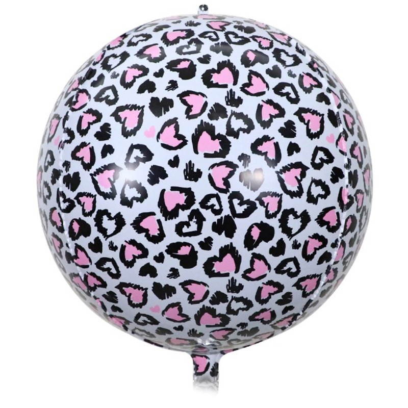 Balon foliowy Kula cętki różowe pantera Jungle panterka serca