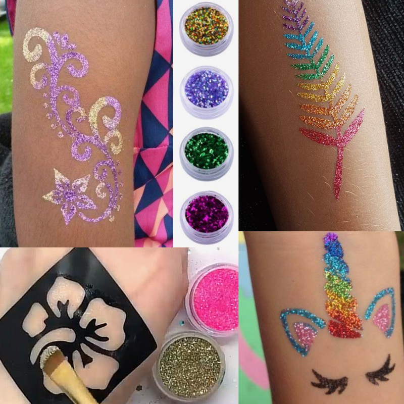 Zestaw do robienia tatuaży Tatuaże brokatowe BROKATY Tattoo Glitter Kit