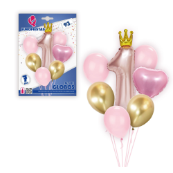 Zestaw Balonów roczek pink