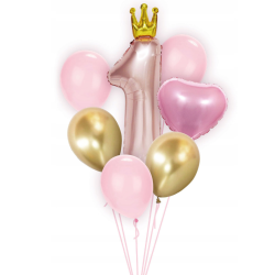 Zestaw Balonów roczek pink