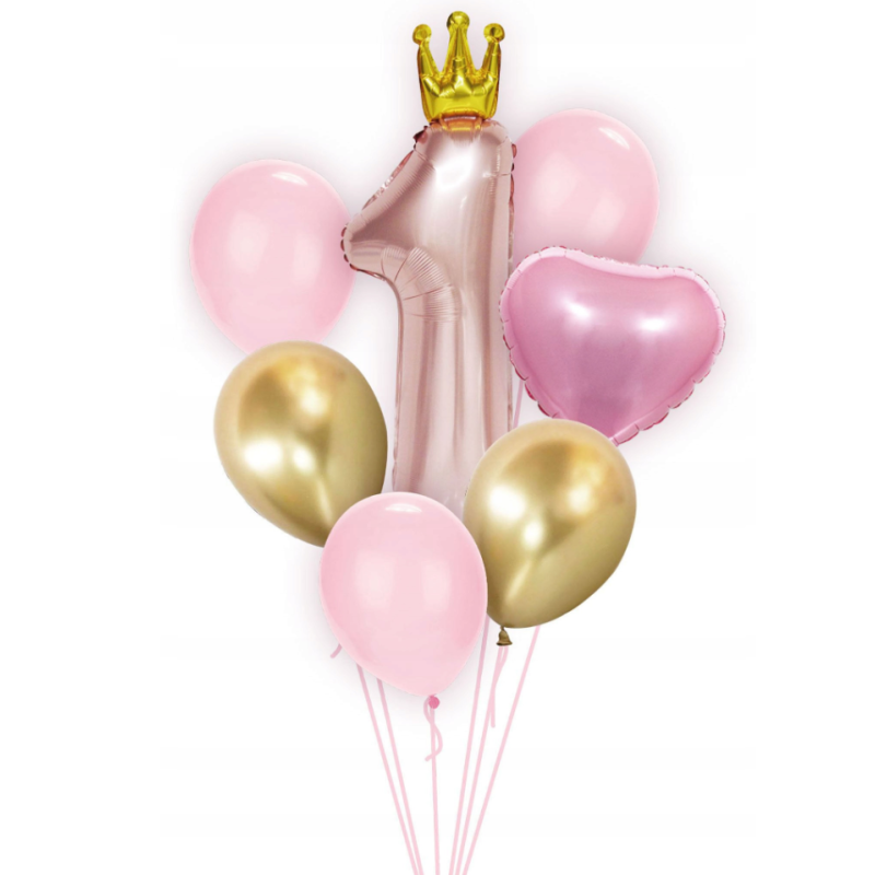 Zestaw Balonów roczek pink