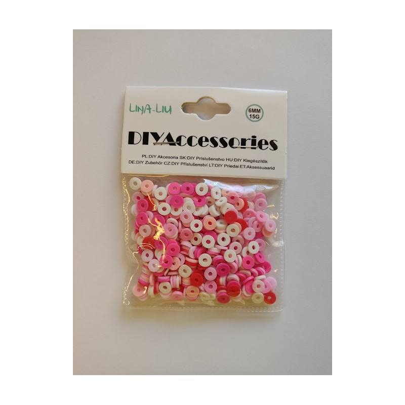 Koraliki 6mm różowe kółka