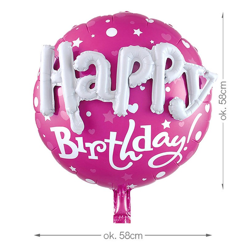 Balon foliowy z napisem Happy Birthday różowy 3D