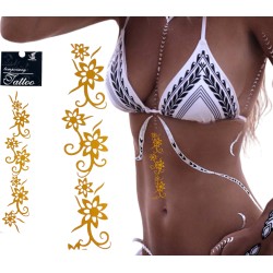 Tatoo złota henna kwiaty