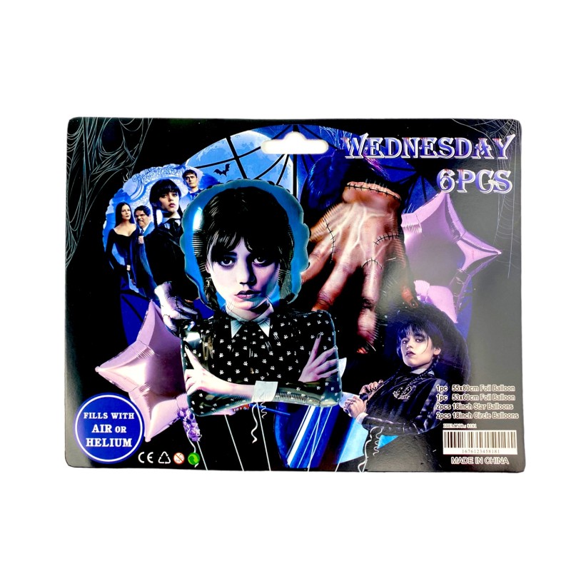 Balony Wednesday Addams 6 szt
