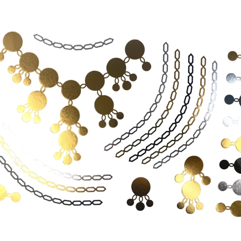 Złoty tatuaż metaliczne tatuaże łańcuszek