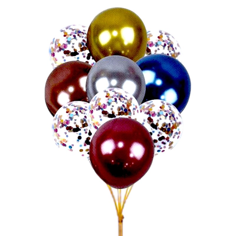 Zestaw Balonów  Metaliczne Confetti 10szt