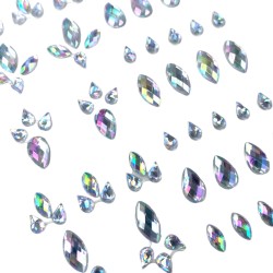 Kryształki naklejki srebrne hologramowe twarz ciało
