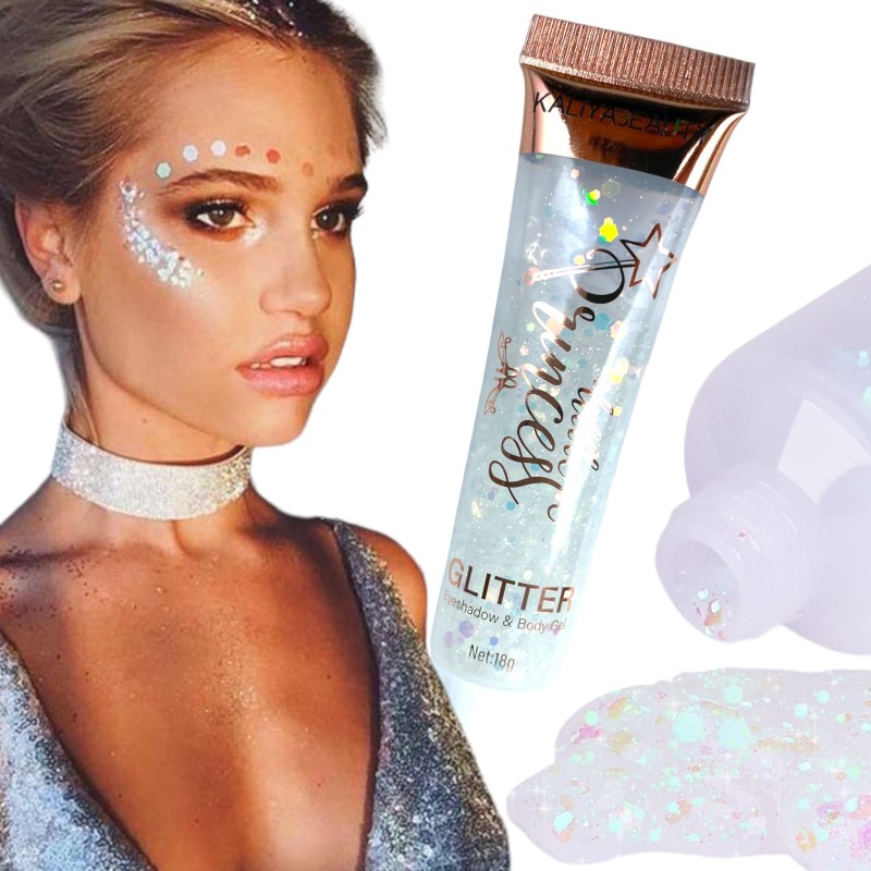 Brokat do zdobienia twarzy ciała włosów glitter GEL