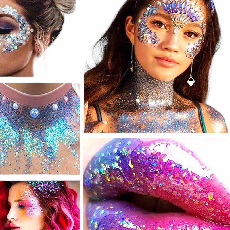 Brokat do zdobienia twarzy ciała włosów glitter GEL