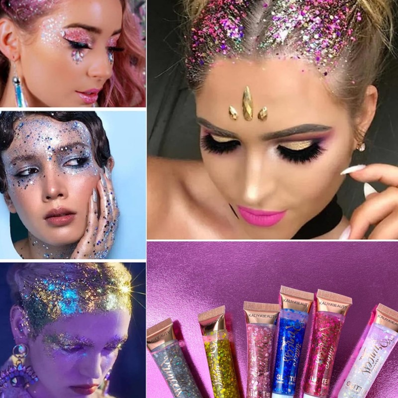 Brokat do zdobienia twarzy ciała włosów glitter GEL