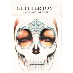 KRYSZTAŁKI NAKLEJKI na twarz 3D CZASZKA makeup Kościotrup