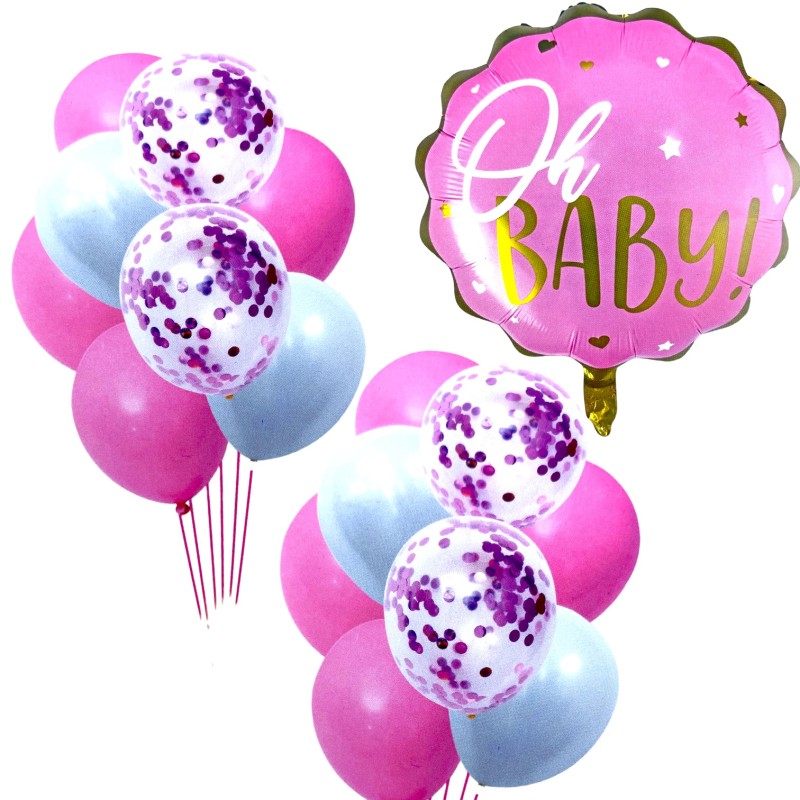 Balony różowe zestaw oh baby shower