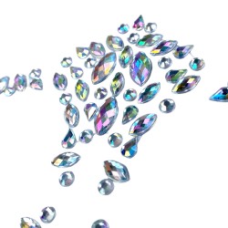 KRYSZTAŁKI NAKLEJKI na twarz 3D CZASZKA makeup Kościotrup