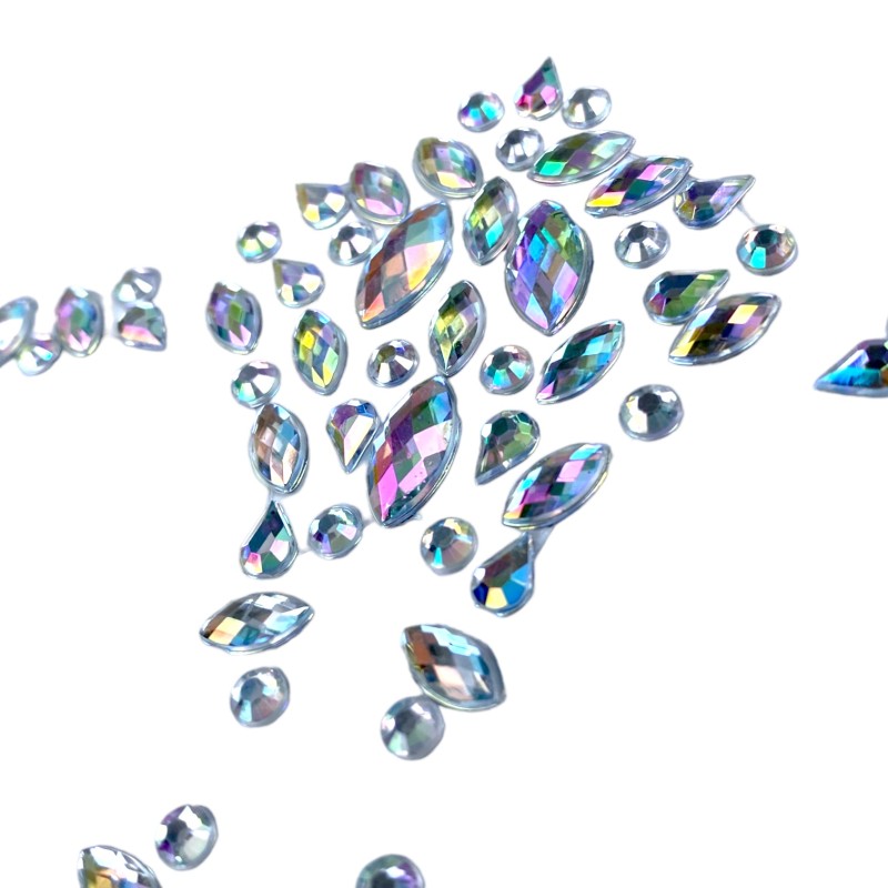 KRYSZTAŁKI NAKLEJKI na twarz 3D CZASZKA makeup Kościotrup