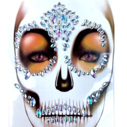 KRYSZTAŁKI NAKLEJKI na twarz 3D CZASZKA makeup Kościotrup