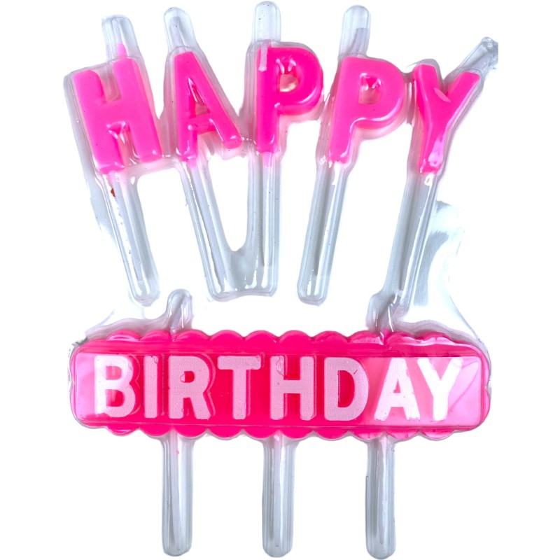 Rozowe Świeczki napis Happy Birthday Barbie Party