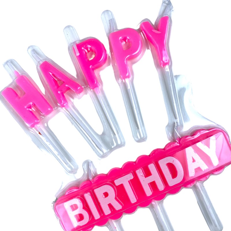 Rozowe Świeczki napis Happy Birthday Barbie Party