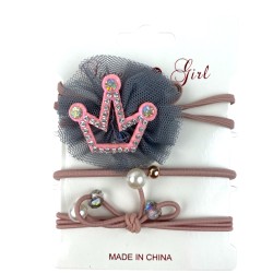 Gumki do włosów rozowa korona