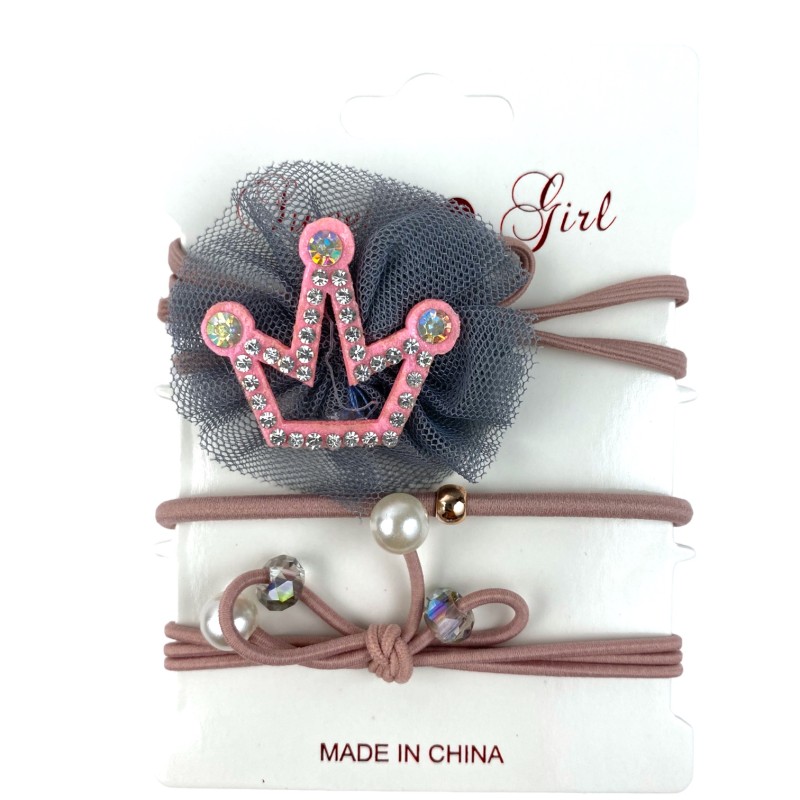 Gumki do włosów rozowa korona