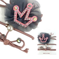 Gumki do włosów rozowa korona