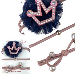 Gumki do włosów rozowa korona