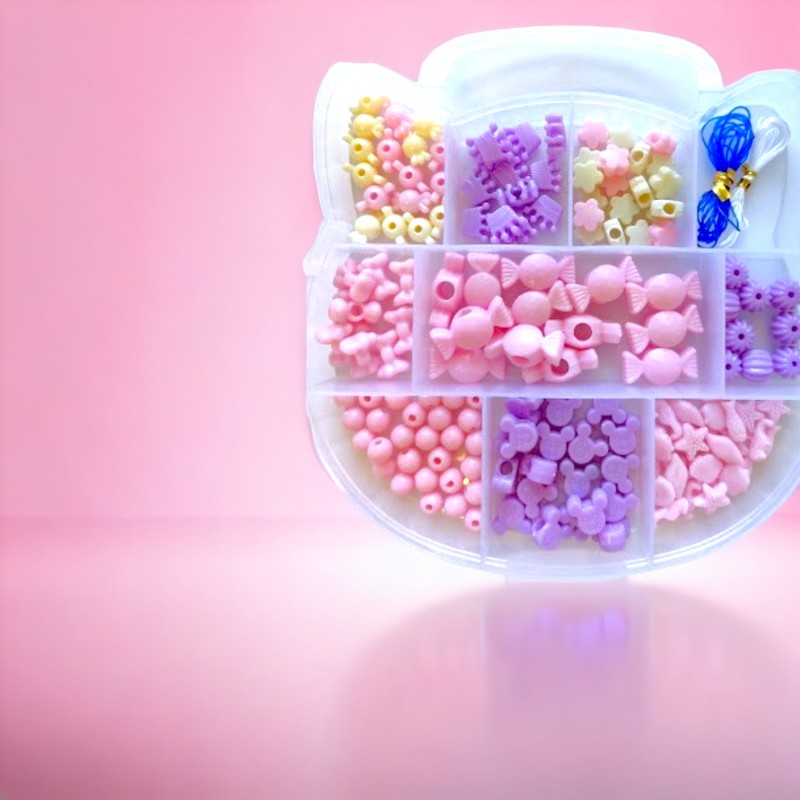 Koraliki Kitty różowe fioletowe