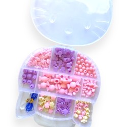 Koraliki Kitty różowe fioletowe