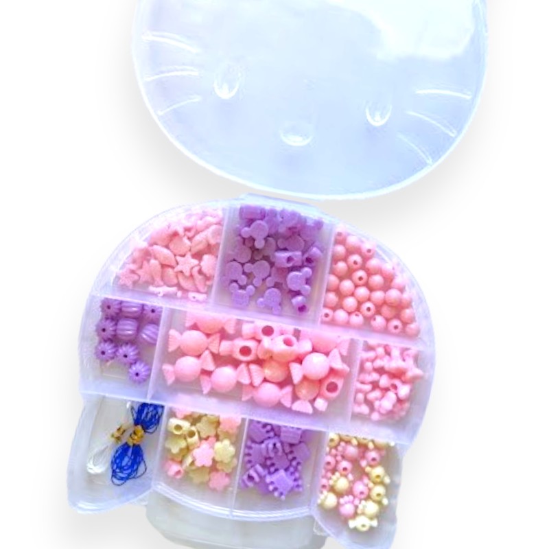 Koraliki Kitty różowe fioletowe